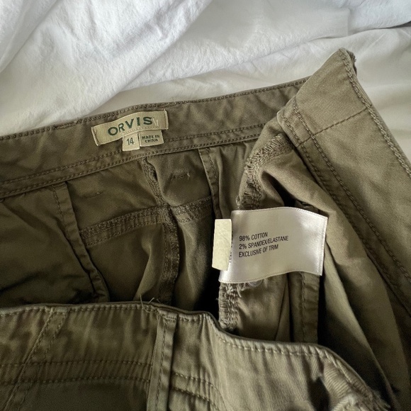 Orvis Pants Straight Fit Canvas Flat Front Pants in Olive Green Size 14 - Picture 5 of 7